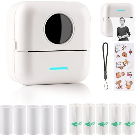 Imprimante Thermique Mini pour Étiquettes et Photos Compatible Smartphone Voyage Journal Liste Mémo (1/4)
