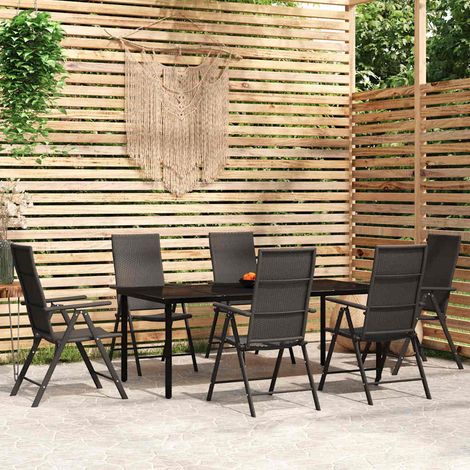 vidaXL Juego de comedor para jardín 7 piezas negro (1/5)