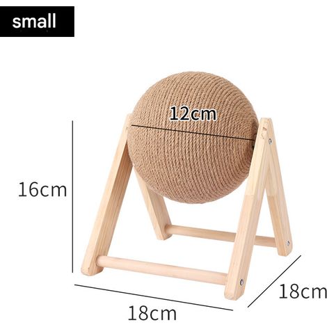 Sisal-Kratzball mit Holzsockel – 18 cm drehbares Kratzspielzeug für Katzen