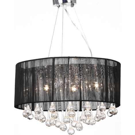 Kristall Kronleuchter mit 85 echten Glas Kristallen schwarz