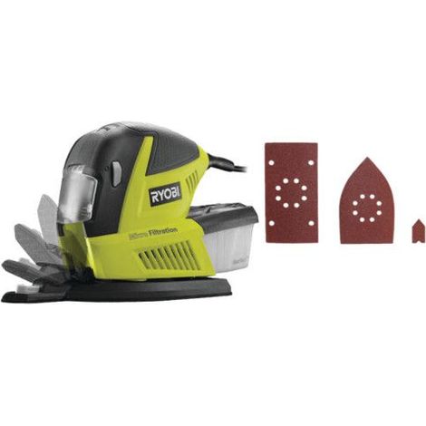 RYOBI - 180W Multifunction Sander - 6000-12000 osc/min + bag & 30 abrasives (10x1/3 sheet. 10 triangles. 10 fingers) - RMS180-SA30 (1/5)