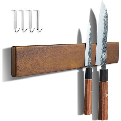 Magnetleiste Messer 40 cm Akazienholz Magnetisch Haken 4 (1/5)