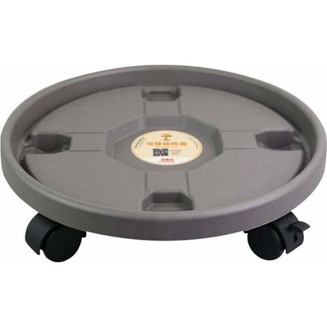 Support pour plantes à roulettes - YYV - Chariot en plastique - Diamètre 30 cm - Hauteur 90 cm - Gris (1/4)