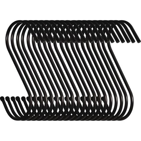 Lot de 20 grands crochets de suspension robustes en forme de S de 9 cm pour cuisine, salle de bain, chambre à coucher et bureau (noir) (1/5)