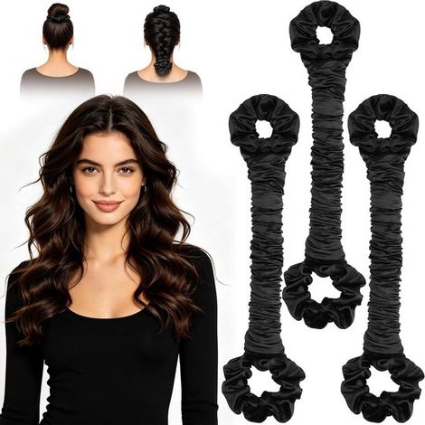 Bande de curling pour cheveux - Bigoudis sans chaleur - Boucles de nuit - Sans dommages causés par la chaleur - 3 pièces - Noir (1/5)