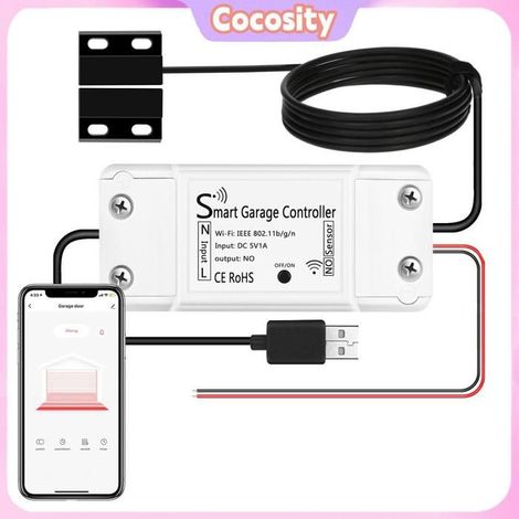 Ouvre-porte de garage - COCOSITY - Tuya - WiFi - Télécommande intelligente - Prise UE blanche (1/4)