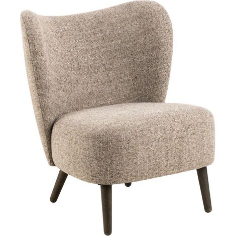 Fauteuil en tissu chiné crème et pieds en bois - EROS (1/5)
