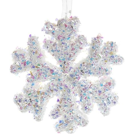 Kaemingk Weihnachtsdeko Schneeflocke Fein Weiß & irisierend Ø 15 cm - Kunststoff