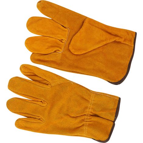 Arbeitshandschuhe aus Rindsleder, hitzebeständig, Schutzhandschuhe für Fahrer und Schweißer, gelb (1/5)