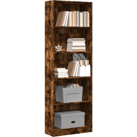 Bücherregal Räuchereiche 60x24x176 cm Holzwerkstoff