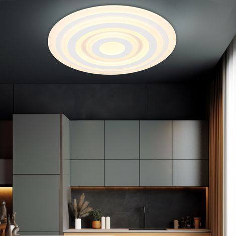 LED Deckenleuchte Deckenlampe Wohnzimmerlampe Schlafzimmerlampe rund, Metall Acryl opal weiß, 40W 3300lm 3000K warmweiß, D 49 cm