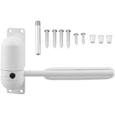 Ferme-porte à ressort automatique pour porte intérieure, fermeture automatique avec tige de réglage et vis pour porte de 10 à 60 kg (blanc) (1/5)