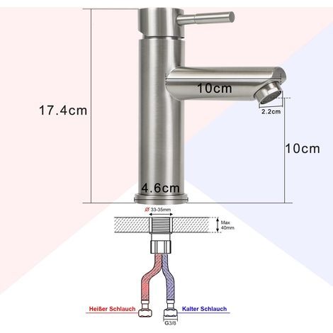 AIDUCHO Silberne Waschtischarmatur, Waschtischmischer, Hochwertige Edelstahl-Waschtischmischer, Waschtischmischer mit Warm- und Kaltwasserregelung (1/4)