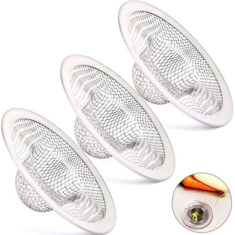 Filtre À Évier - Acier Inoxydable - Diamètre Extérieur 7 cm - Hauteur 3 cm - Pour Cuisine Et Salle De Bain - Lot De 3 (1/4)