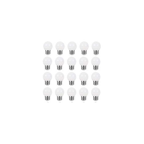E27 G45 Ampoule LED 3W Blanc Chaud, Imperméable, Guirlande Lumineuse Intérieur et Extérieur pour Noël, Halloween, AC 220 240V, 20 Paquets