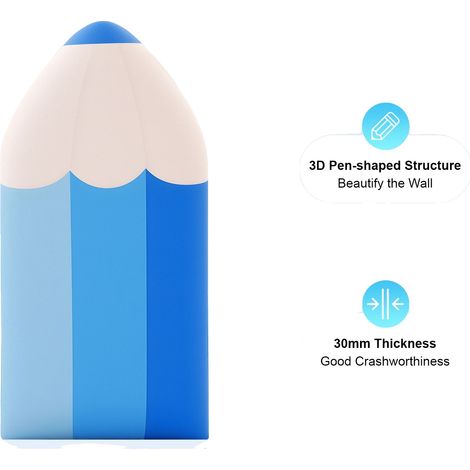 Adhesivos de pared con diseño de lápiz 3D, acolchado suave, color azul. (1/2)