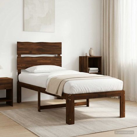 vidaXL Single Bed Frame with Headboard ROSTOCK Dark Brown 90 x 190 cm (1/5)