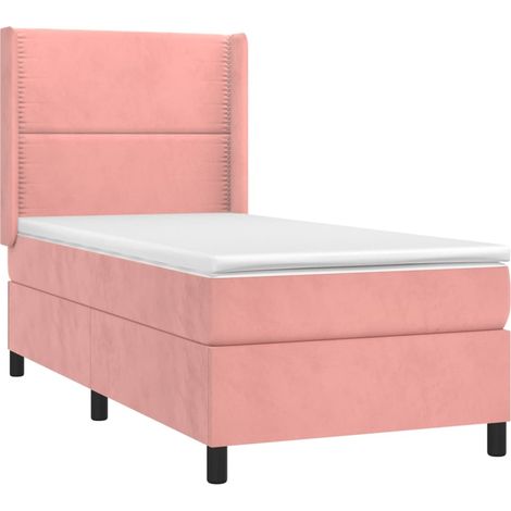 Sommier à lattes de lit avec matelas Rose 90x190 cm Velours vidaXL (1/5)