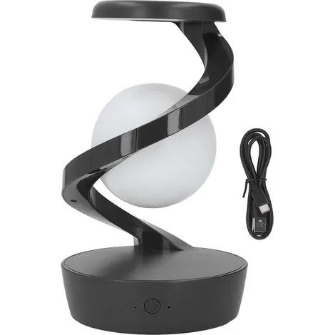 Lampe de chevet spirale moderne, lampe de table LED innovante à effet de lévitation 3D pour chambre, salon ou bureau, grise (1/3)