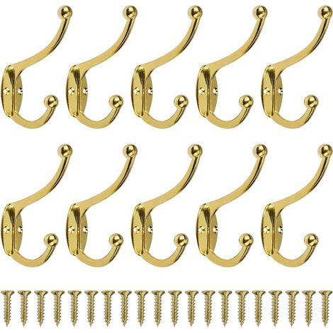 Retro-Garderobenhaken, Vintage-Wandhaken aus Metall für Bad, Küche, Schlafzimmer, Flur, 10 Stück, Gold (1/5)