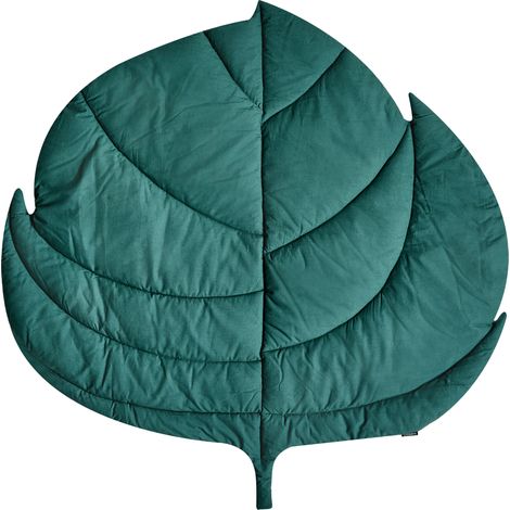 Alfombra de juegos infantil moderna con forma de hoja funda de algodón acolchado 110 x 110 cm accesorio habitación infantil verde Olimp