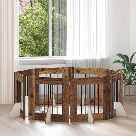 Puerta de perro con soportes 8 pcs Madera envejecida 60 x 60 cm