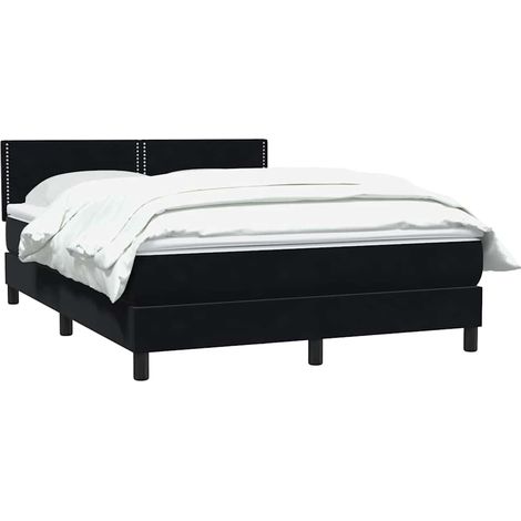 vidaXL Sommier à lattes de lit avec matelas noir 160x210 cm velours