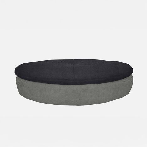 Oversize-Oval-Pouf, gepolstert, Wohnzimmer, dunkelgrauer Sockel Adamello - Dunkel Grau (1/4)