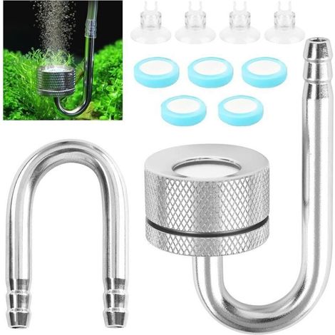 Diffuseur de CO2 pour aquarium - Diffuseur de dioxyde de carbone avec ventouses et tube en U - Diffuseur d'oxygène pour aquarium - Diffuseur de CO2 - Pour aquariums - Poissons et plantes d'eau douce (1/4)