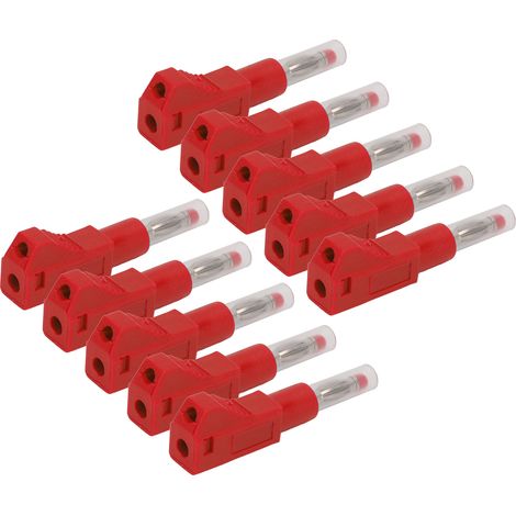Lot de 10 fiches bananes télescopiques 4mm CAT II 600V 32A gaine PE pour équipements numériques 3C sécurité industrielle rouge (1/5)