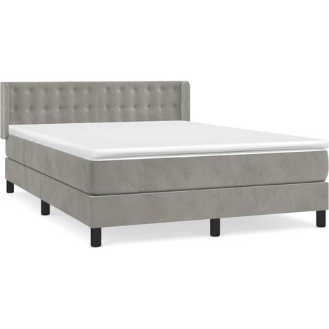 Maison Exclusive - Cama box spring con colchón terciopelo gris cl (1/5)