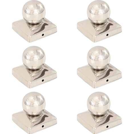 Bouchons de poteau 6 pcs Globe final Acier inoxydable 81x81 mm (1/5)