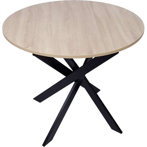 Mesa Faraján-01 de 90x77x90 cm con tablero redondo, color marrón (1/3)