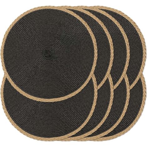 Set of 8 Round Braided Placemats - Washable and Heat Resistant - for Dining Table - Non-Slip - for Indoor Use (1/5)
