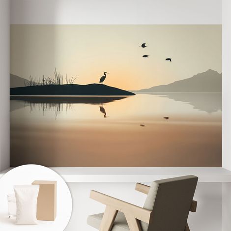 Tapete Vliestapete mit Kleber- abwaschbar - Raumgestaltung Schlafzimmer Wohnzimmer Tapete Morgenstille 104x70 cm (1/5)