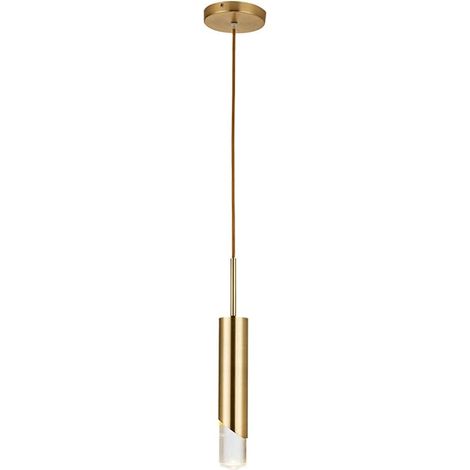 Suspension à tube long doré, mini lampe suspendue de chevet, lampes à suspension à flûte en métal avec abat-jour en cristal, lustre d'éclairage LED E27, plafonniers simples modernes pour chambre à cou (1/5)