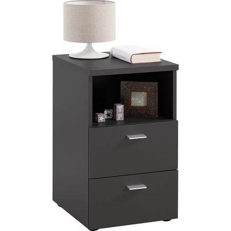Nachttisch Nachtschrank in schwarz CERNA-10, auch für Boxspringbetten geeignet, B/H/T ca. 35/61,5/39,9 cm (1/5)