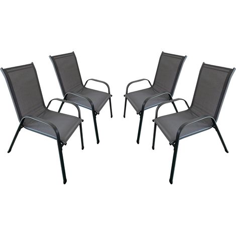 Set 4 Sedie da Giardino 71x55x91 cm con Braccioli Grigio Scuro (1/3)