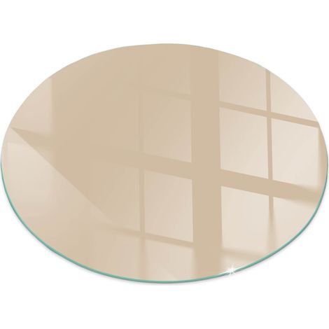 Plaque de protection ronde de sol pour cheminée en verre trempé avec impression Couleur Beige Ronde fi 80 (1/5)