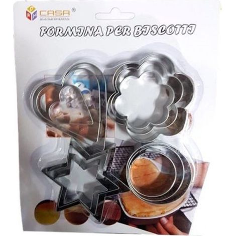 TrAdE Shop Traesio - Formine Per Biscotti Cuori Cerchi Stelle Stampi Dolci Taglia Pasta -