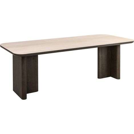 Table à manger en travertin et bois brun - brun et travertin beige (1/5)
