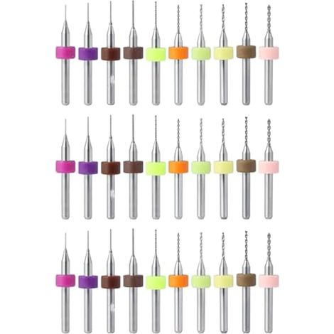 Lot de 30 micro forets PCB(0.1-1.0 mm), Tige en Spirale en Carbure d'acier Tungstène pour Circuit Imprimé PCB, Flute CNC pour Impression de Pierres Rugueuses, Circuits Imprimés, Bijoux, Gravure (1/5)
