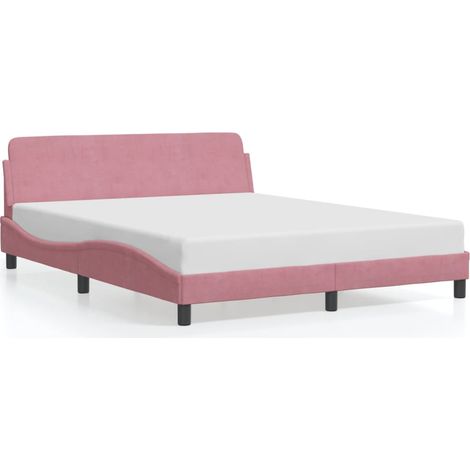 Lit double，Lit adulte，Cadre de lit avec tête de lit Dover rose 160x200cm velours CFW2865427 (1/5)