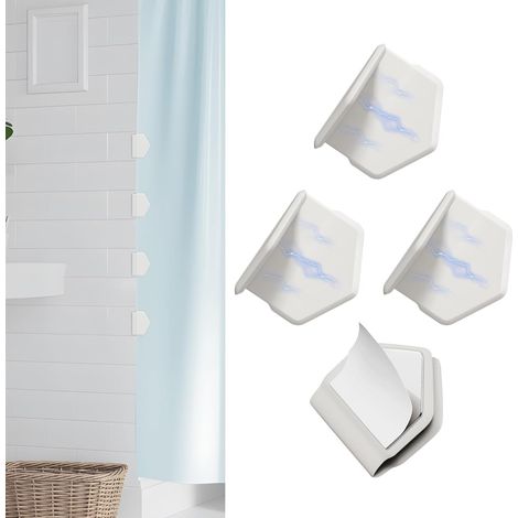 Nearockl Clips de Rideau de Douche magnétiques puissants en Silicone Grands Autocollants et étanches Supports muraux résistants au Vent et aux éclaboussures (2, Blanc)
