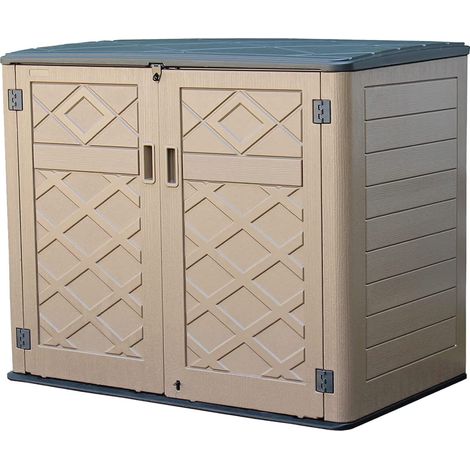 Abri de jardin en résine de 48 pi³, coffre de jardin extérieur verrouillable, résistant aux intempéries pour patio et cour arrière (1/5)