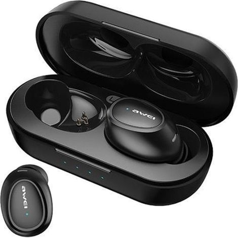 Cuffie Bluetooth Awei T16 TWS con docking station, colore nero. (1/3)