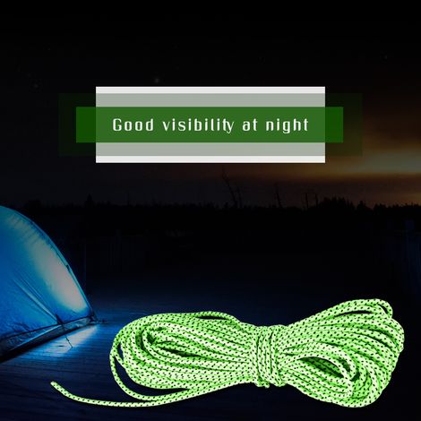 Corde de haubanage réfléchissante de 20 m pour auvent de tente de camping extérieur (paracorde). (1/5)