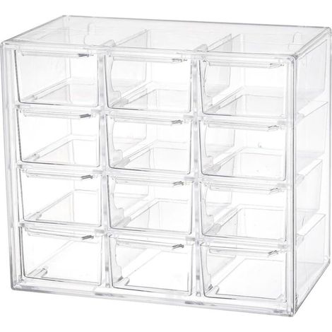 Bardusch-Ensemble de 12 tiroirs empilables transparents, pour bijoux, perles, outils ou maquillage, usage coiffeuse/bureau. (1/5)