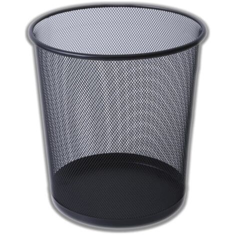QORVA-Corbeille à Papiers Métal Maille Noir - 26 X 23 cm - Poubelle de Recyclage de Papier en Métal pour Bureau, Maison, Chambre, École - Corbeille à Papiers Rond pour Bureau, Table, Meubles - Noir
