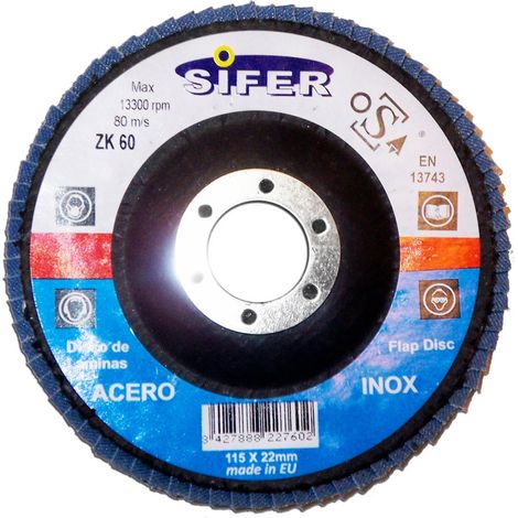 Papier abrasif disque Sifer pour inox 125x22 grain 40